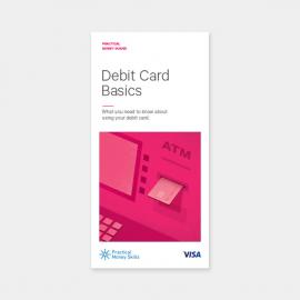debit card basics banner having an ATM image on it