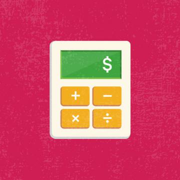 Icono de calculadora sobre fondo rosa.