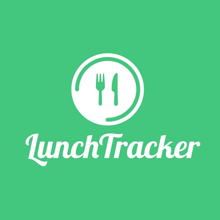 El logotipo del rastreador de almuerzos sobre un fondo verde vibrante.