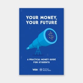 your money your future banner having a telescope image on it