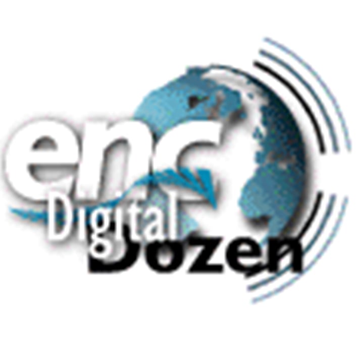 Enc Digital Dozen logo: a sleek, modern design featuring the letters "ENC" in bold, vibrant colors.