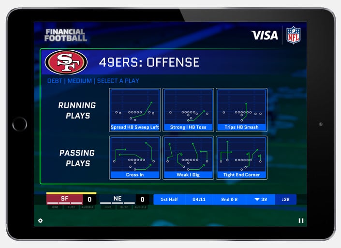 Aplicación de los 49ers en el iPad que muestra el calendario de juegos