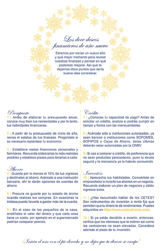 Los doce deseos financieros de año nuevo